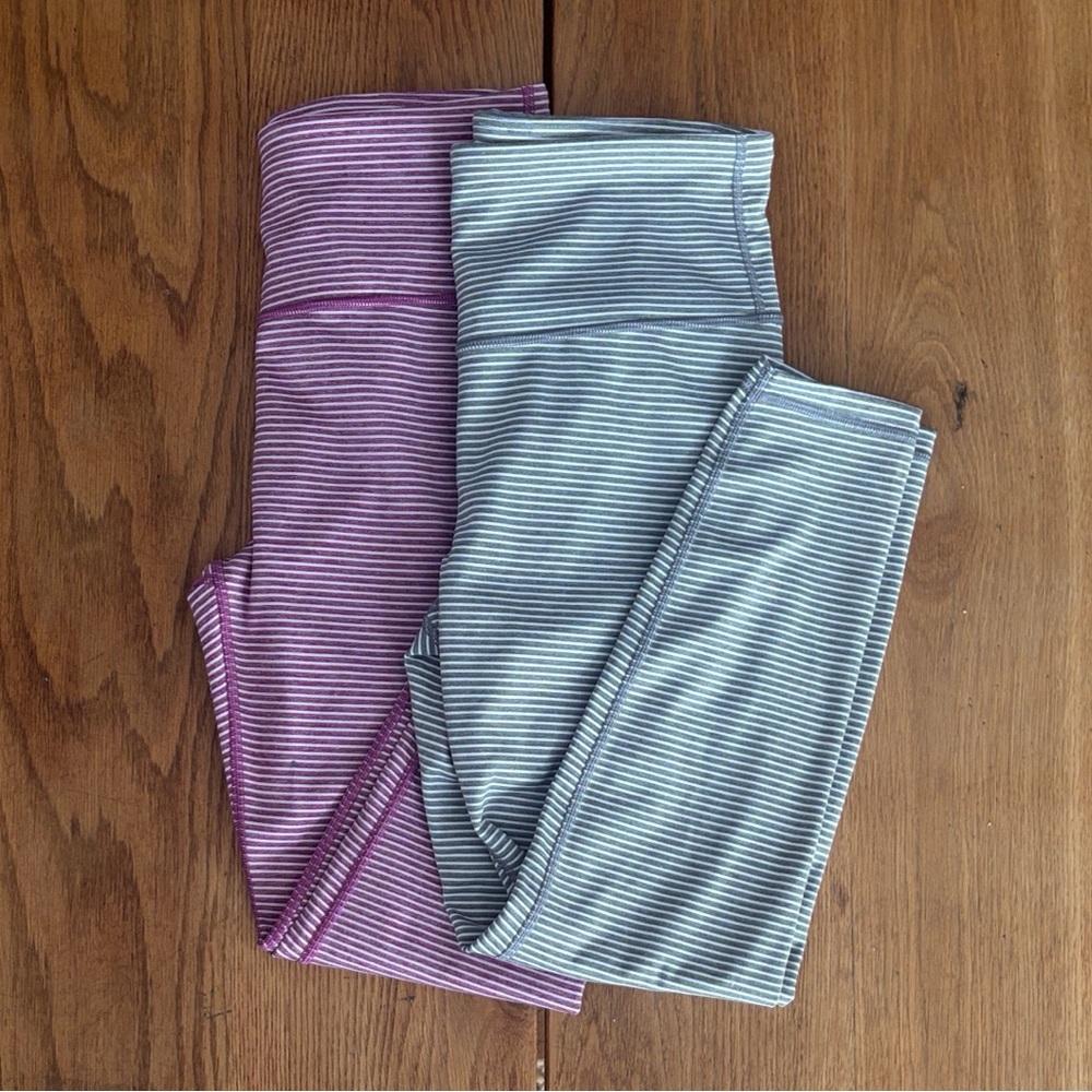 2 pairs GAP Yoga Pants - Purple and Gray Stripes